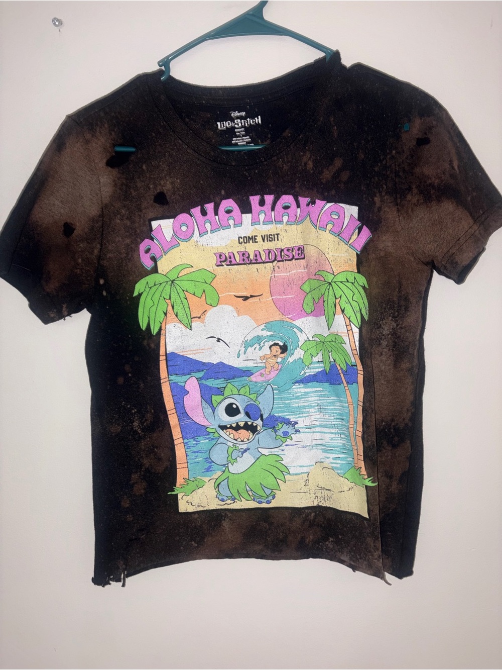 Disney Lilo & Stitch Aloha Hawaii Graphic T-Shirt - custom distressed